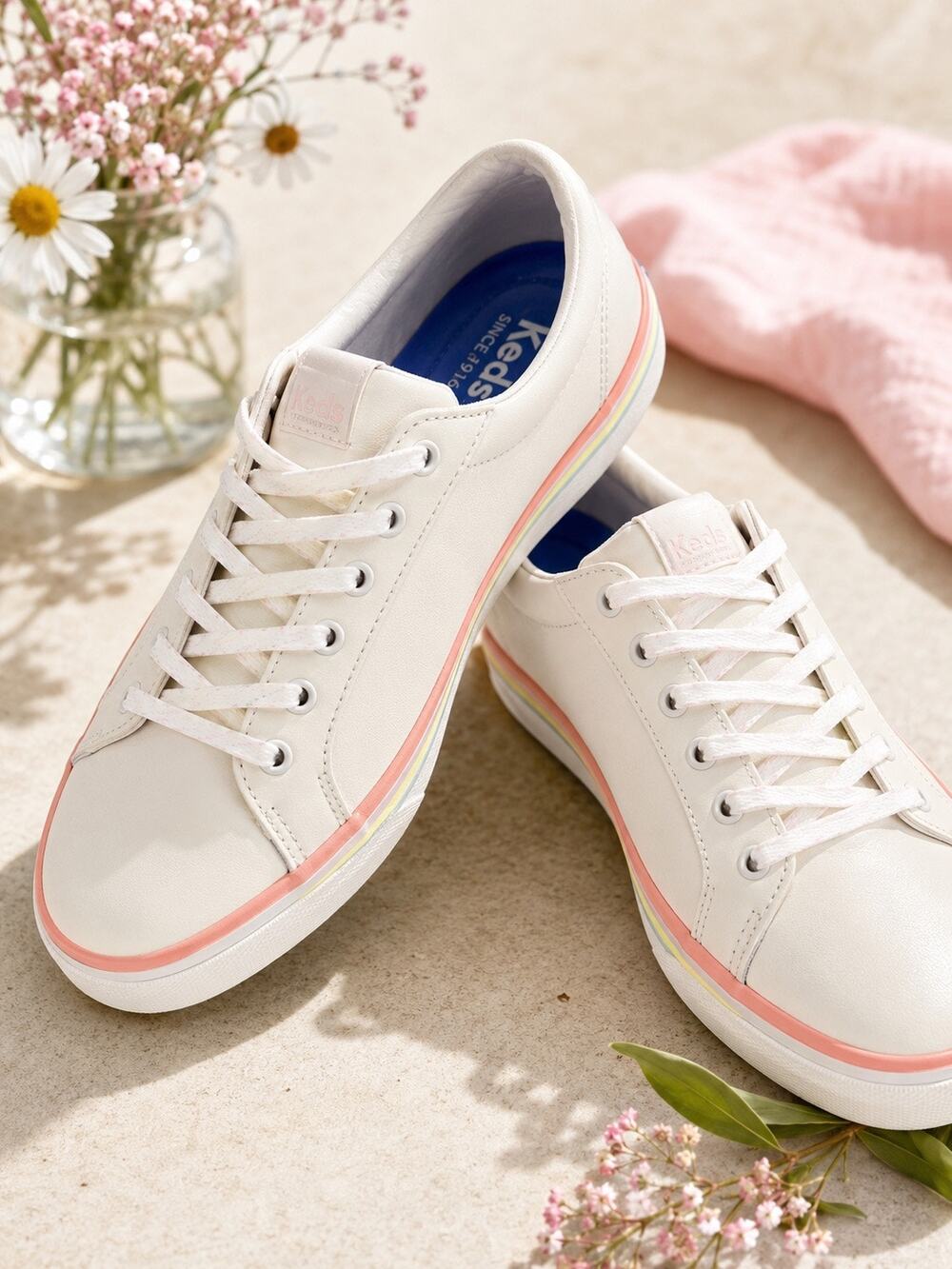 Keds Jump Kick Duo Leather Rainbow Sneakers Women’s 7.5M White Casual